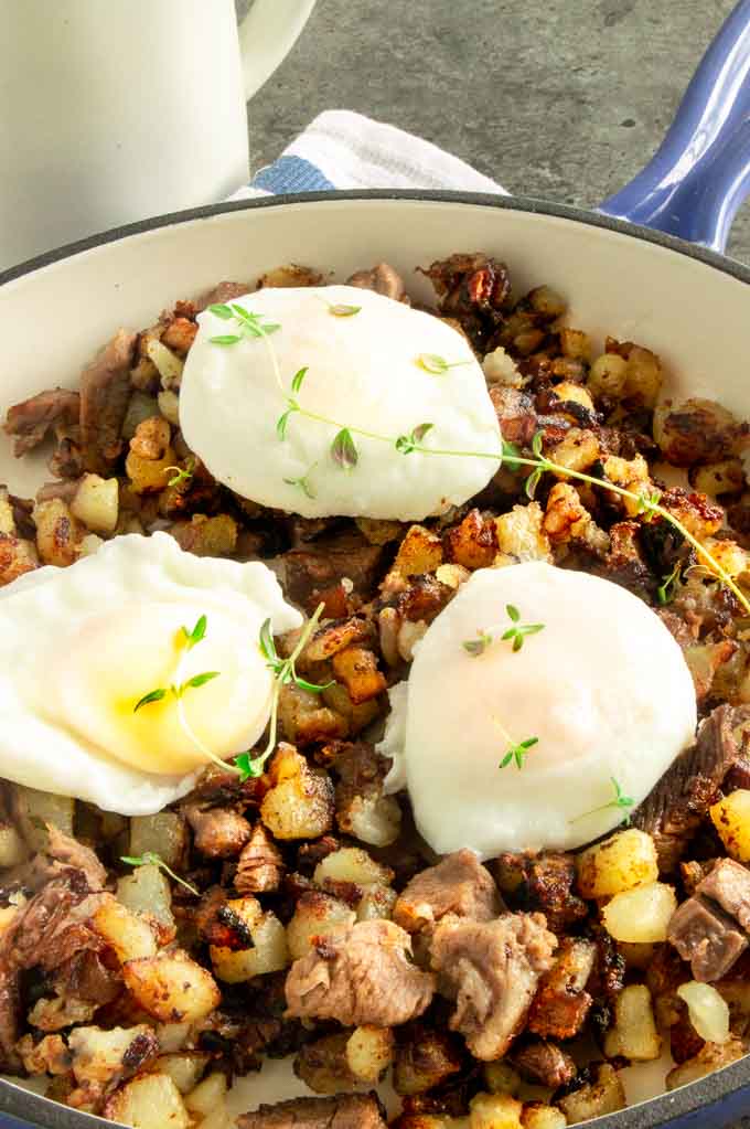 Breakfast hash recipe made in one pan for easy entertaining.