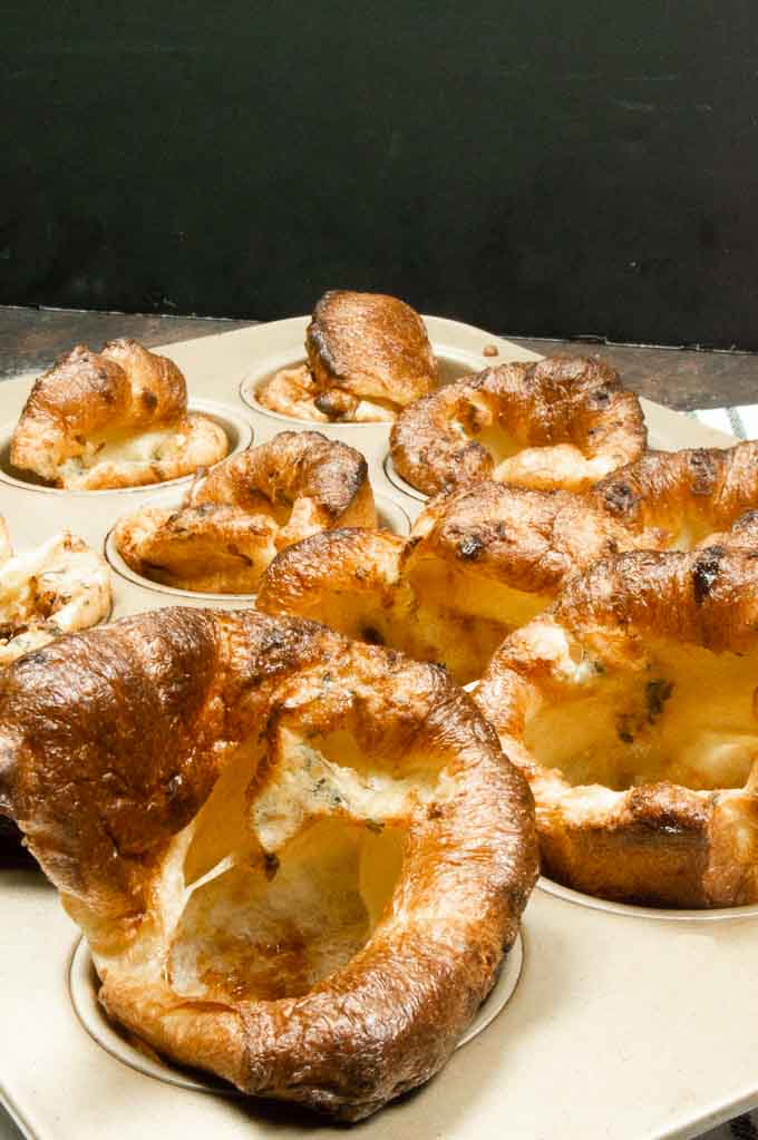 Fresh individual Yorkshire pudding in a pan