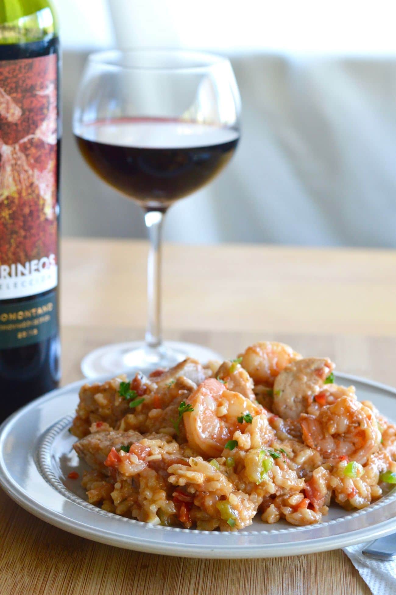 This one pot Smoky Jambalaya is great for any get together when you are looking for easy, tasty, and not a fussy meal. It's full of flavor and pairs well with any Granacha wine.