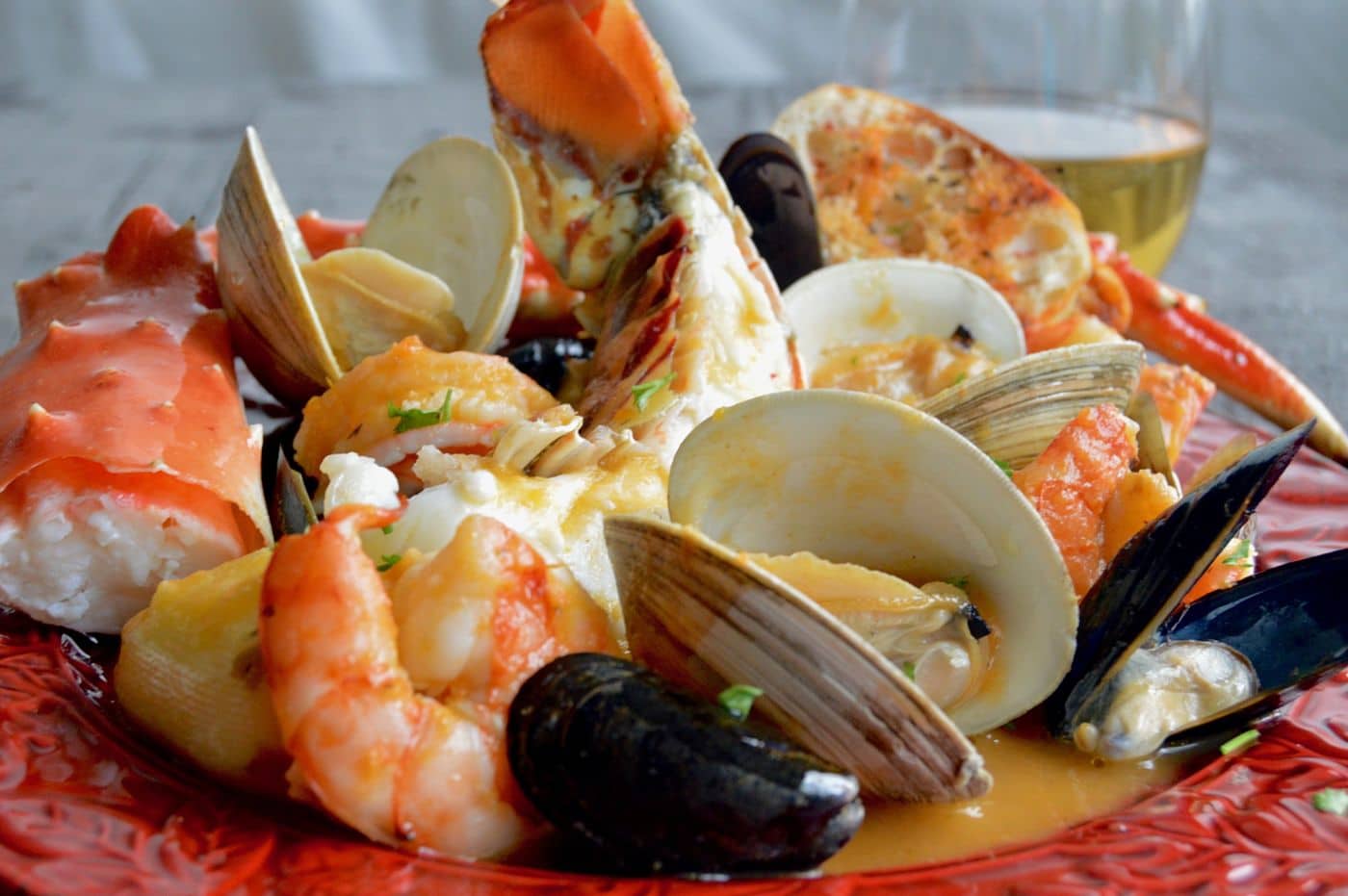 Fancy Bouillabaisse is full of shrimp, lobster, crab and all the good things that make a great romantic meal! Ready in less than 45 minutes is just a bonus!