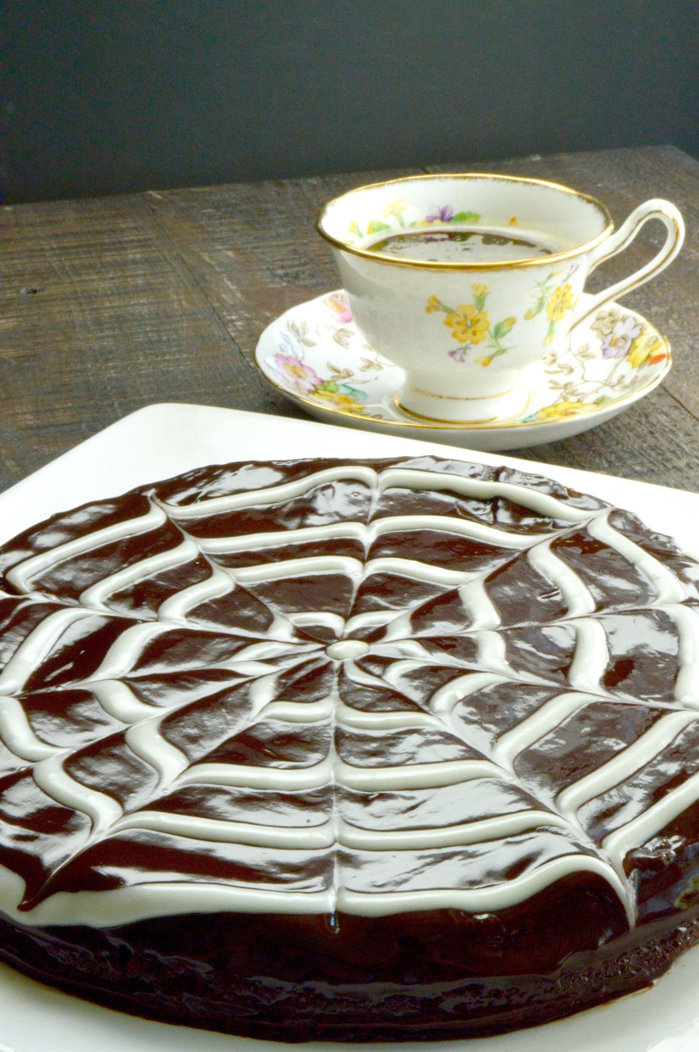 Flourless chocolate cake is ideal for special occasions.  Its fudge, gooey, chocolate lovers heaven in every bite.  You can "fancy" it up with simple tricks to decorate the top too!