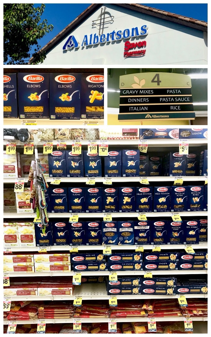 Store Placement of where to purchase Barilla Pasta (Albertsons Grocery Store)