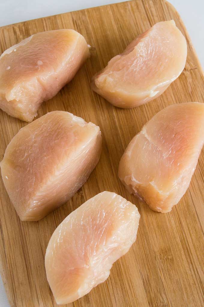 Large Chicken breast cubes for Moroccan Chicken