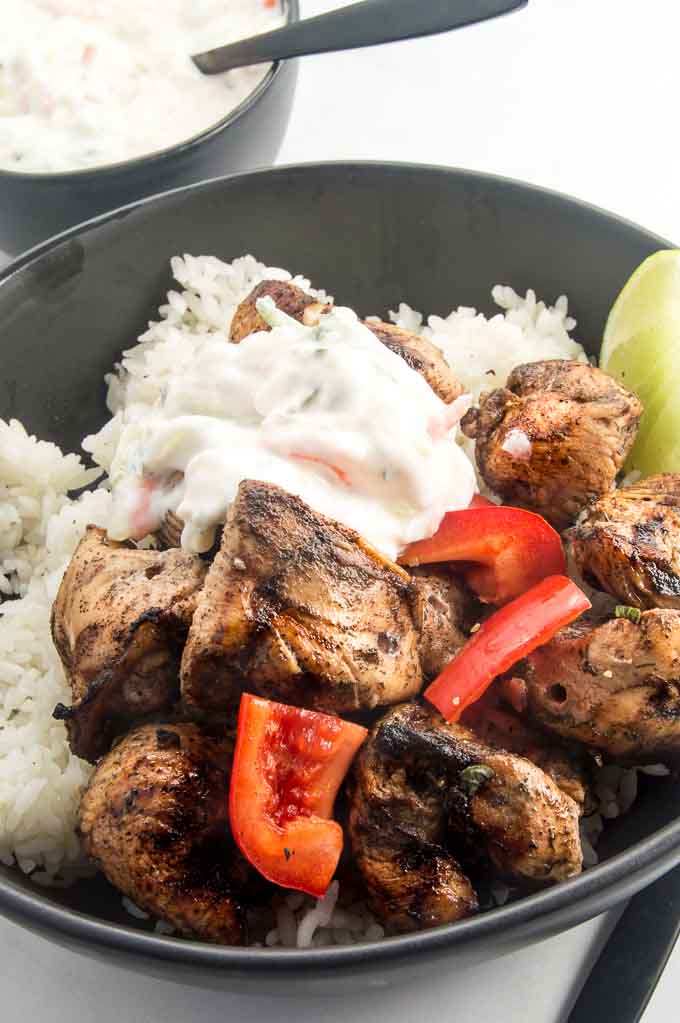 Moroccan Chicken atop rice with veggies