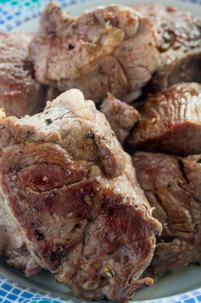 Browned Lamb pieces for Guiness Lamb Stew