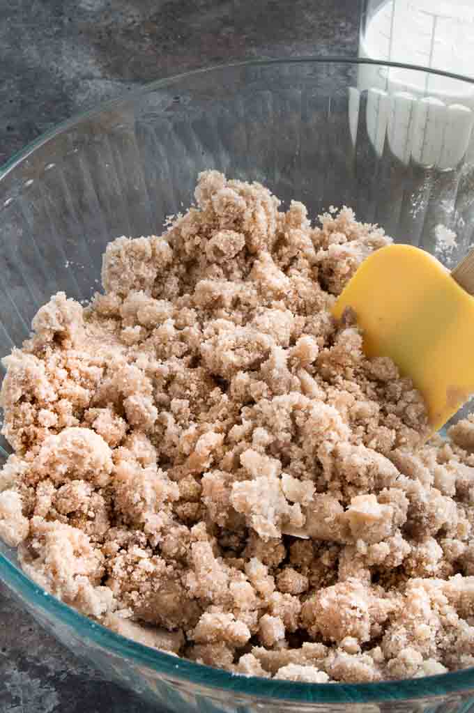 Pull out some of sugar flour mix to save for the streusel topping for coffee cake