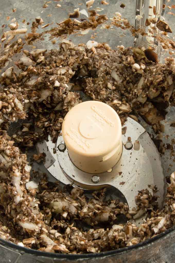 mushrooms, onions blended in a food processor