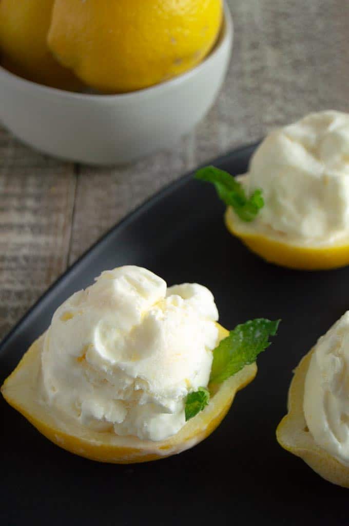 Close up of creamy fresh lemon ice cream