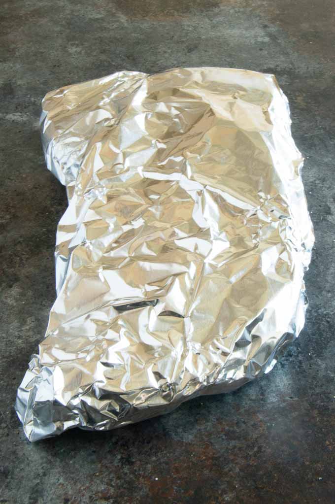 tri-tip in foil marinating