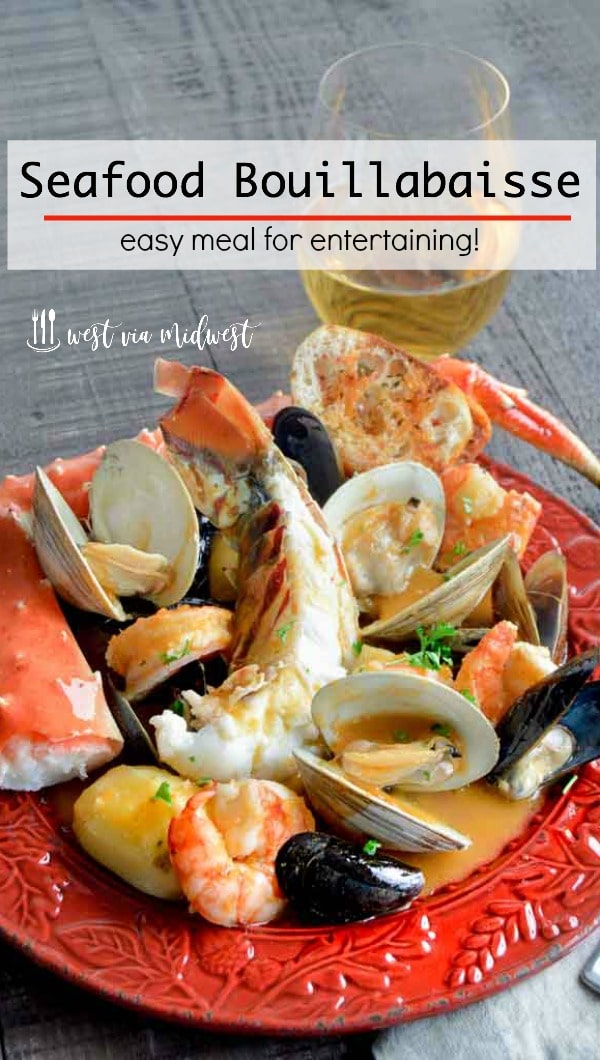 Seafood Bouillabaisse is full of shrimp, lobster, crab in a light flavorful healthy broth perfect for a great meal to serve company!  A fish stew ready in less than 45 minutes!