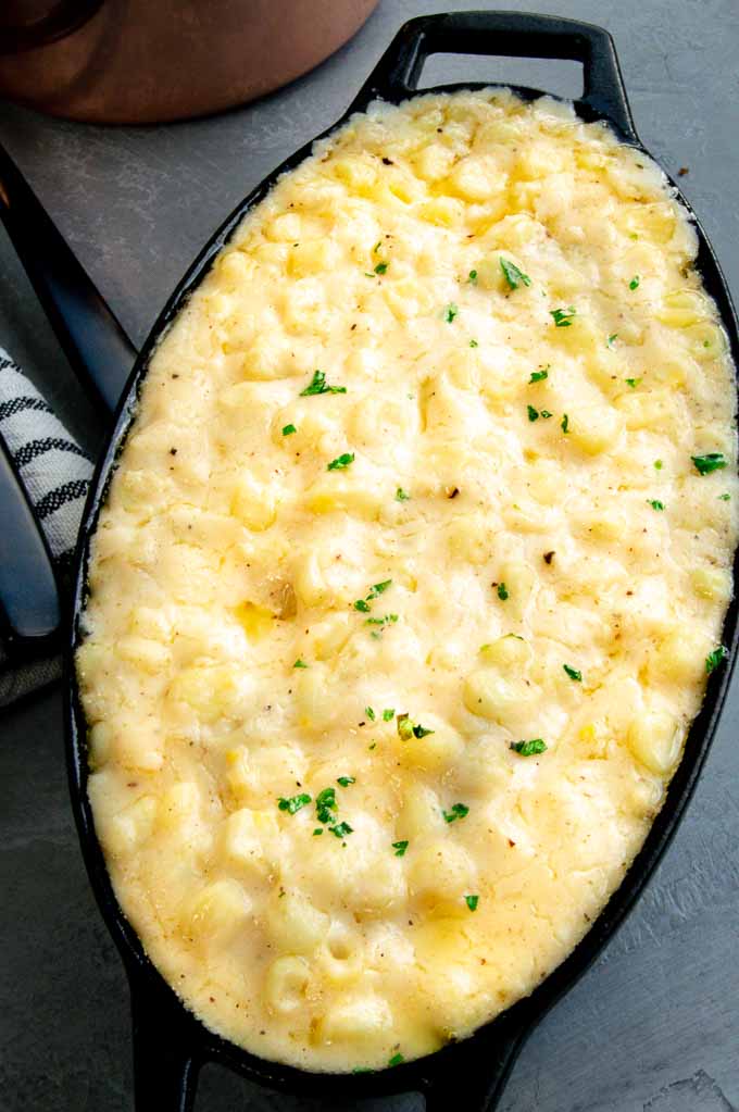 Creamed Corn in a serving dish