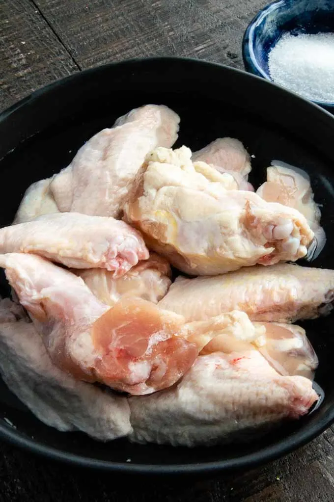 Wings in brine before cooking