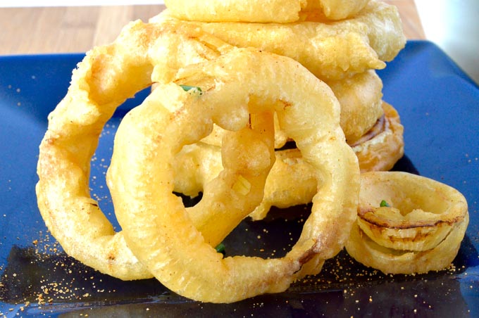 plate of onion rings for an appetizer