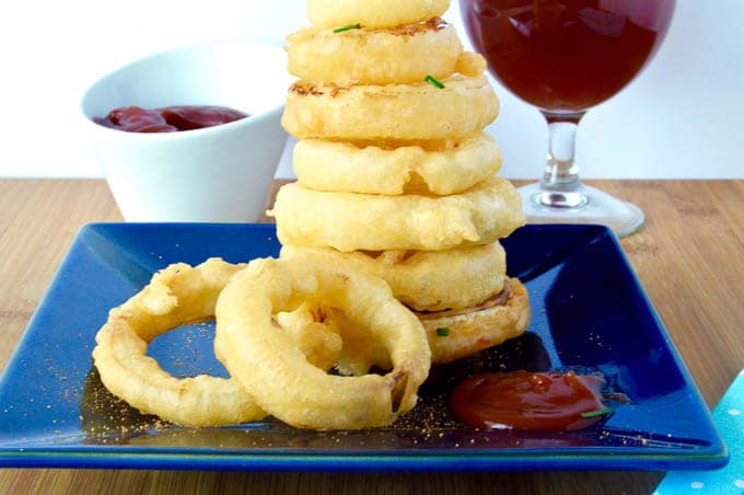 plate of a tower of onion rings