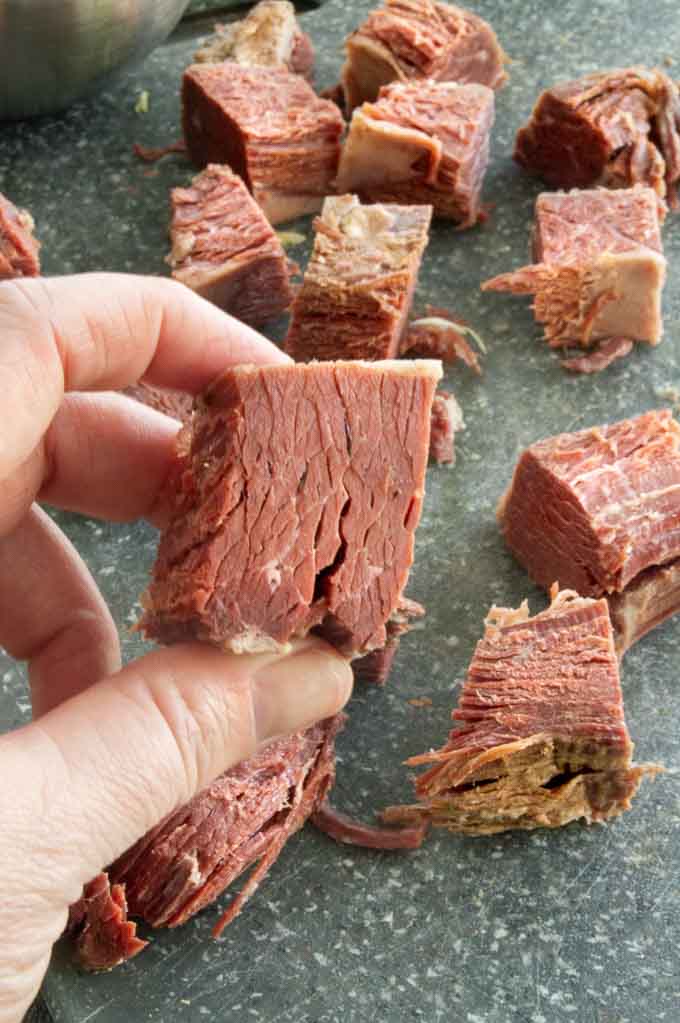 chunk cuts of corned beef for leftover cabbage stew