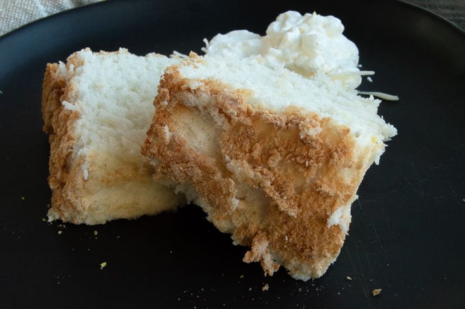 Golden Flaky edges of angel food cake