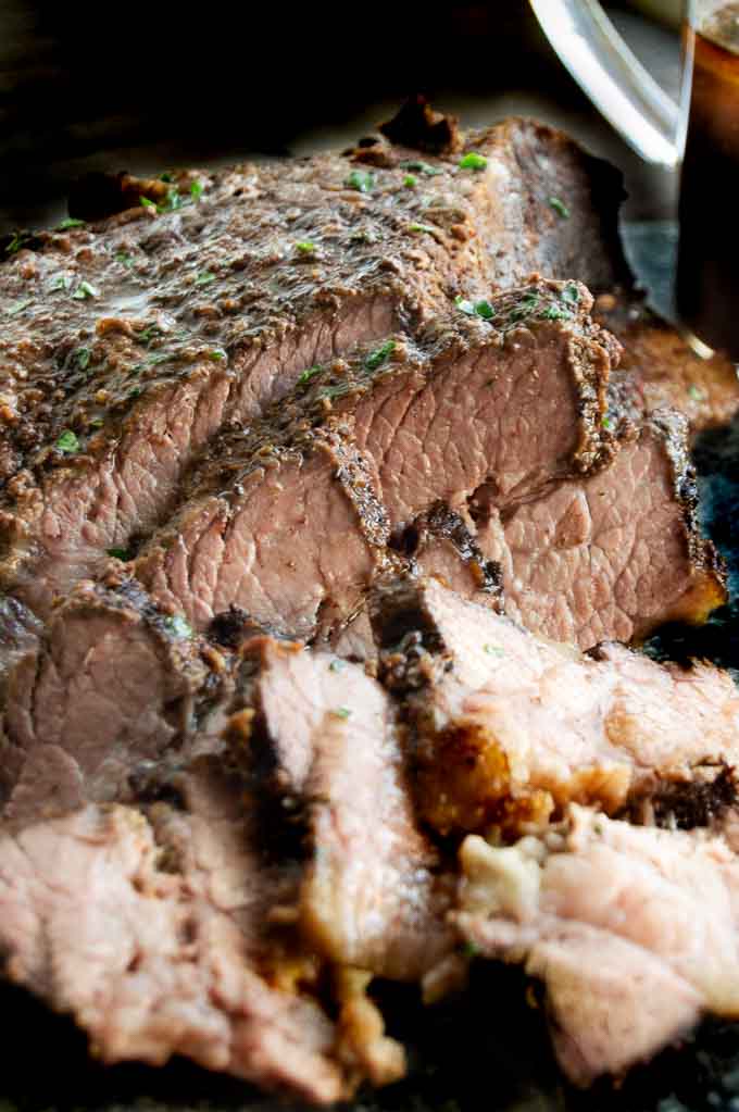 Close up of sliced beef brisket