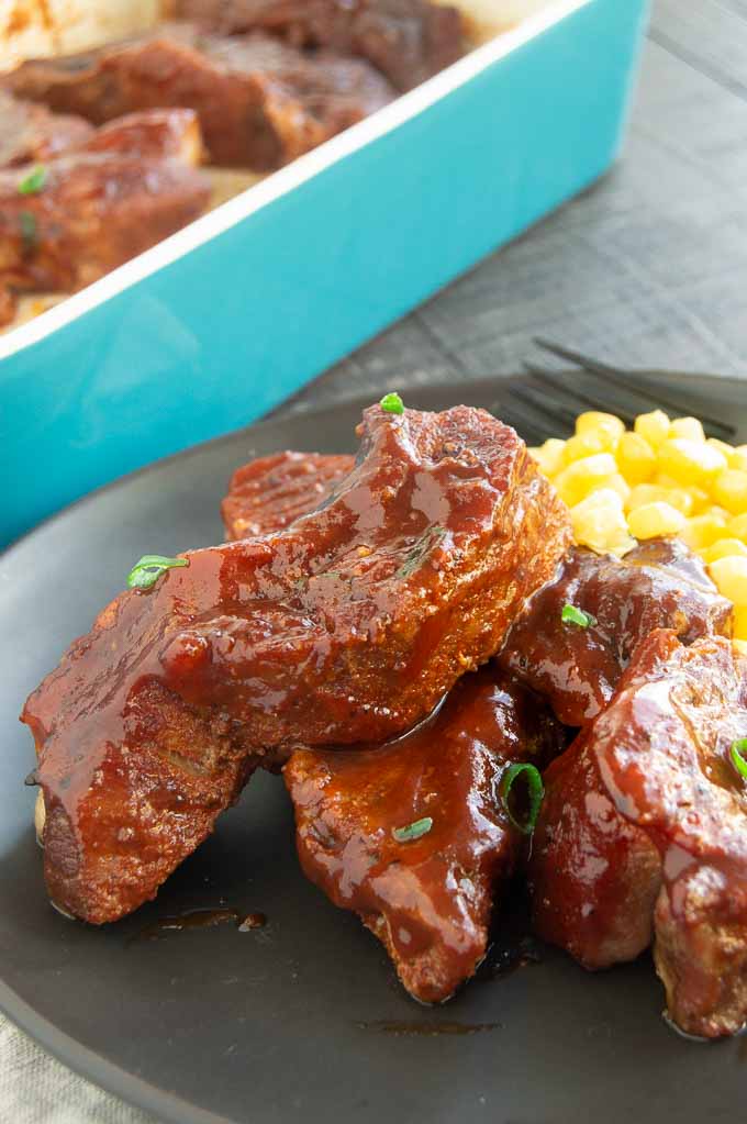 fork tender boneless pork ribs on a plate