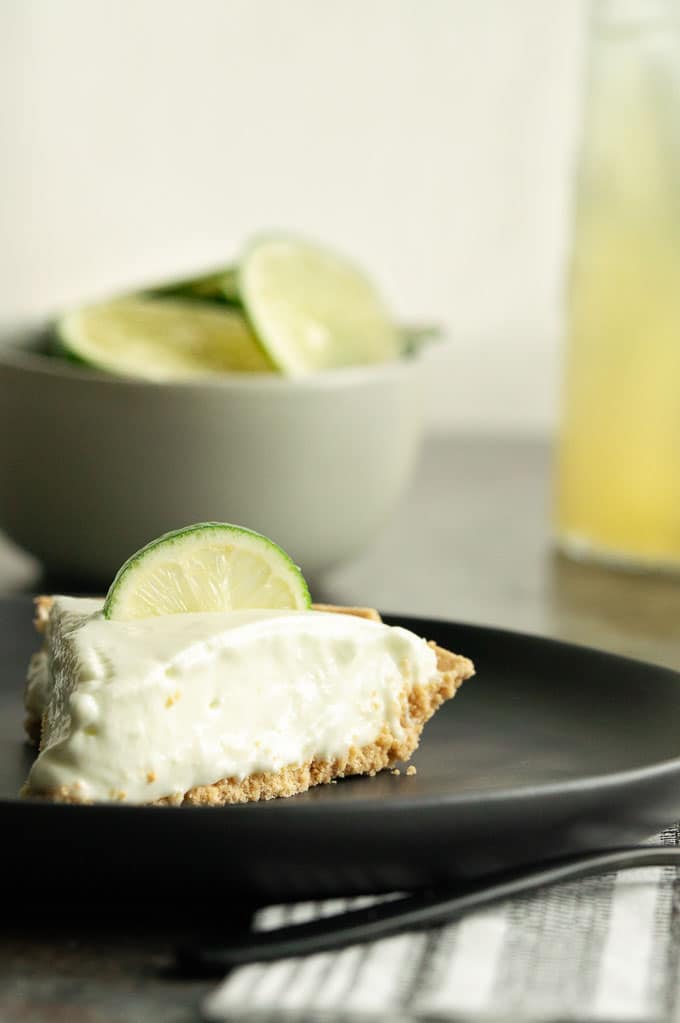 close up of creamy texture of no bake lime pie