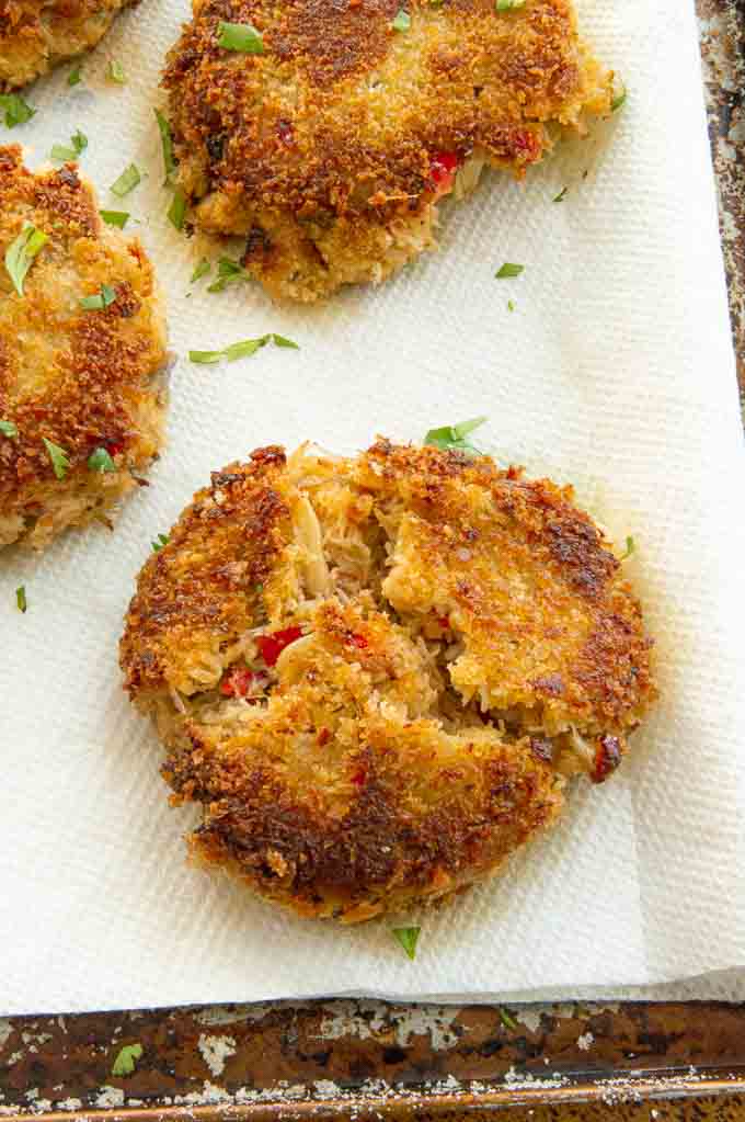 example of broken crab cake due to not chilling for an hour