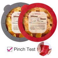 Webake Pie Crust Protector Shield Adjustable Pie Crust Shield Fits 11.5-9 Inch Pie Pan, European Food Grade Silicone Pinch Test Passed, Pack of 2 Red and Grey