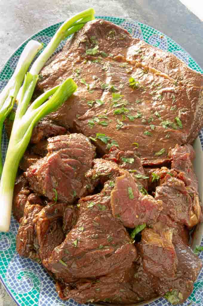 Meat for Carne Asada just out of marinade ready to go onto the grill