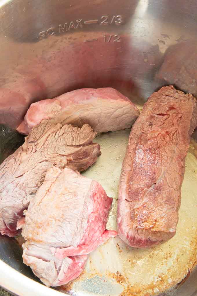 browning the chick roast Barbacoa meat in an instant pot