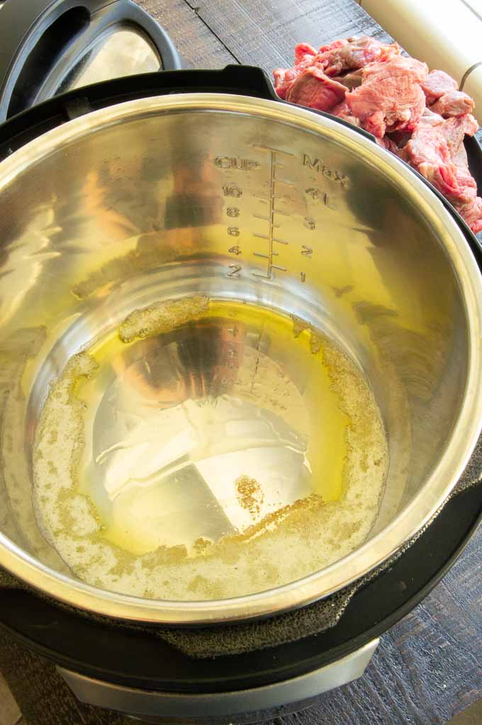 Instant pot, melting butter and oil for sautéing beef