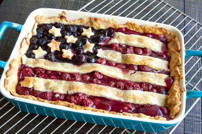 Flag slab pie just out of the oven