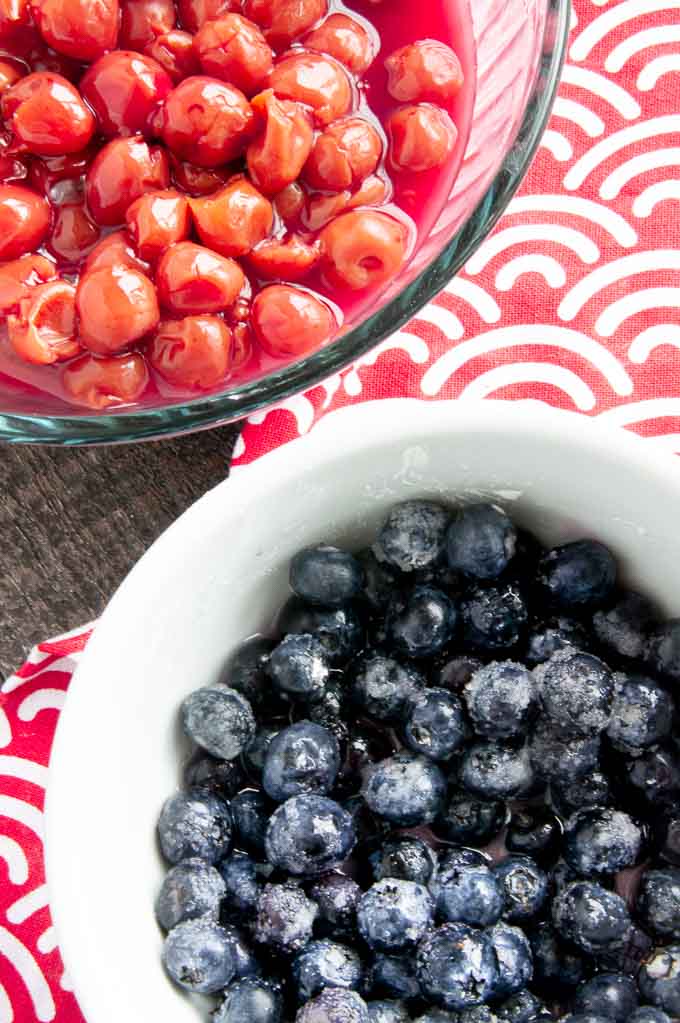 Close up of texture of sugared blueberries for Fruit Pie