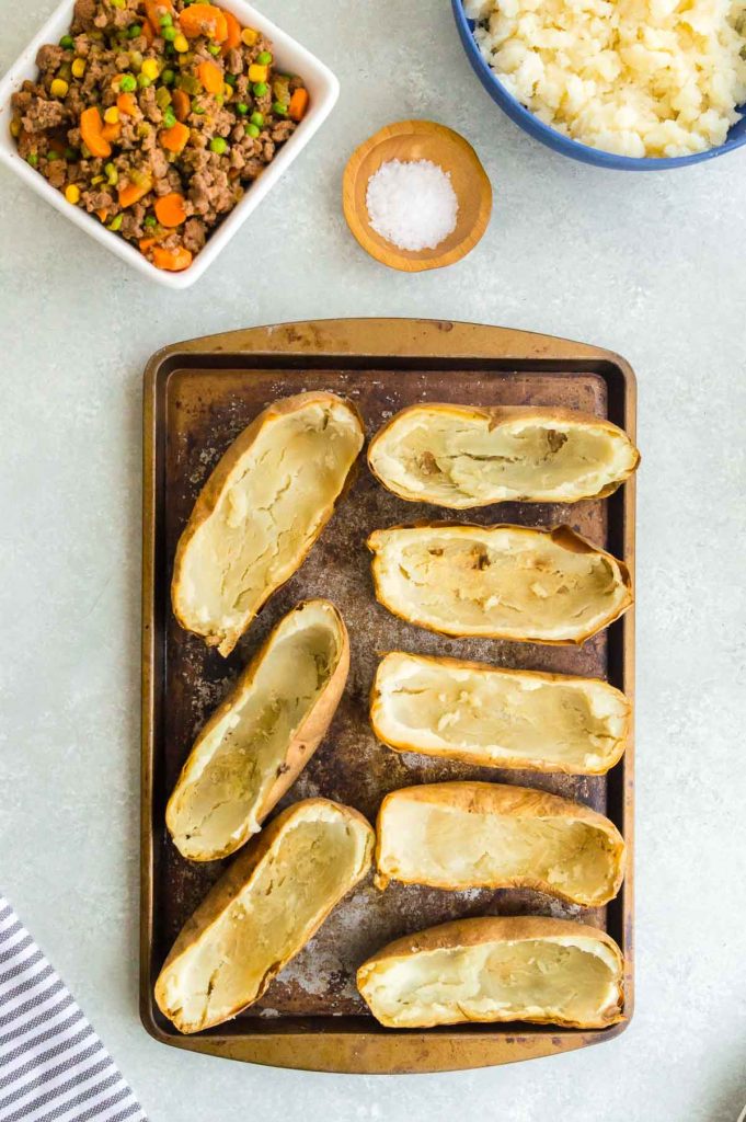 Scooped Out Potato Boats on a Tray