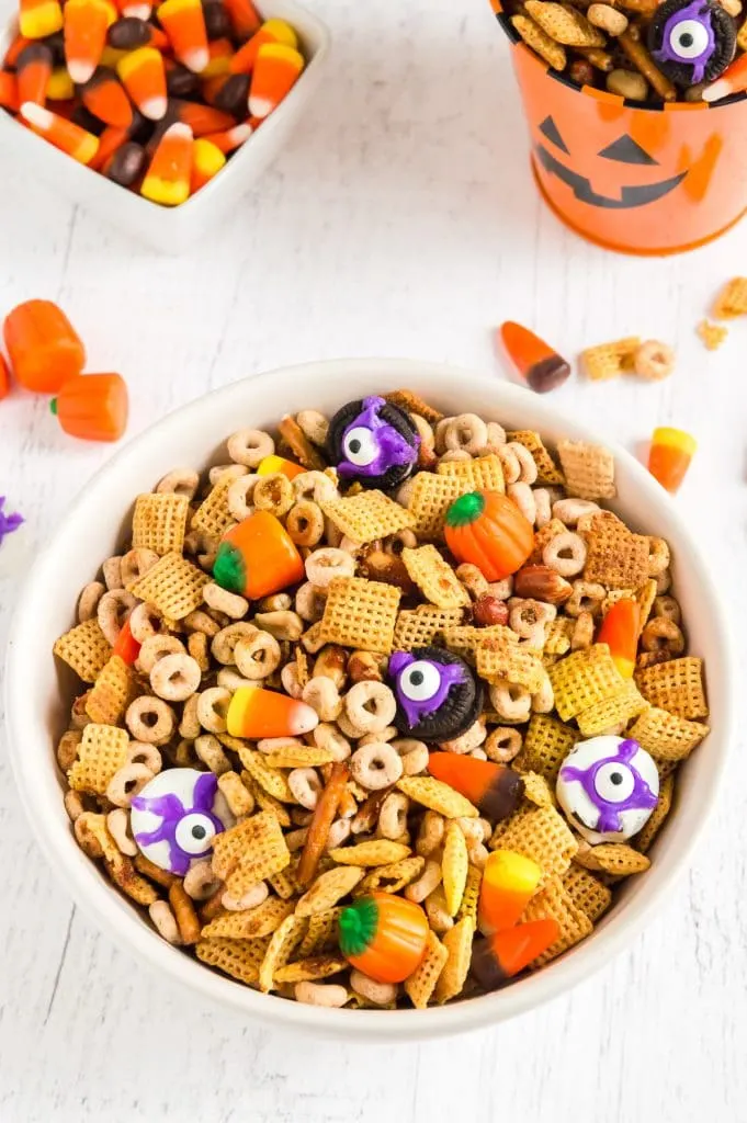 bowls of halloween snacks