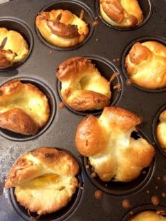pan of freshly mad Yorkshire puddings