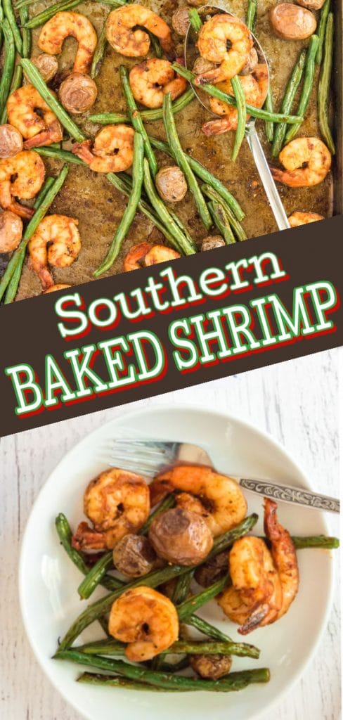 pinterest graphic of southern baked shrimp