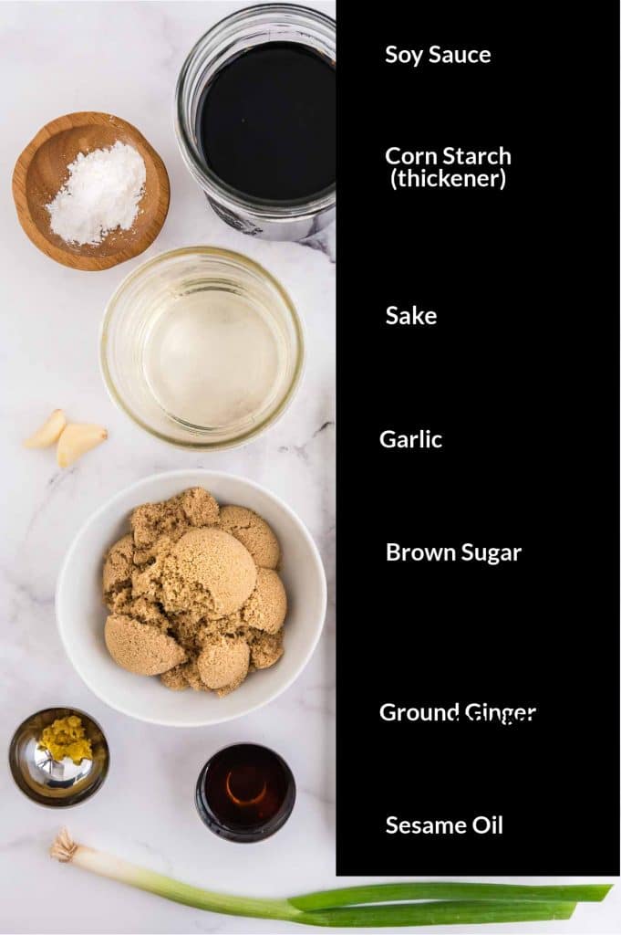 Ingredients to make homemade teriyaki
