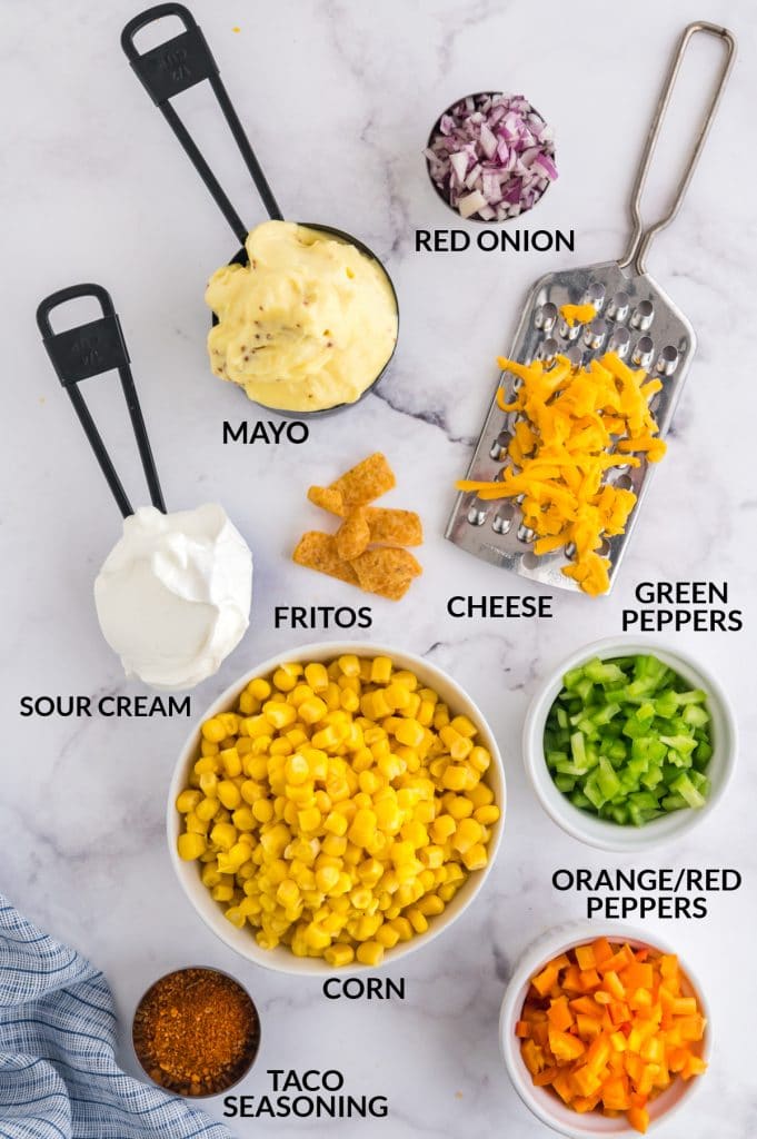 labeled ingredient photo to make corn salad