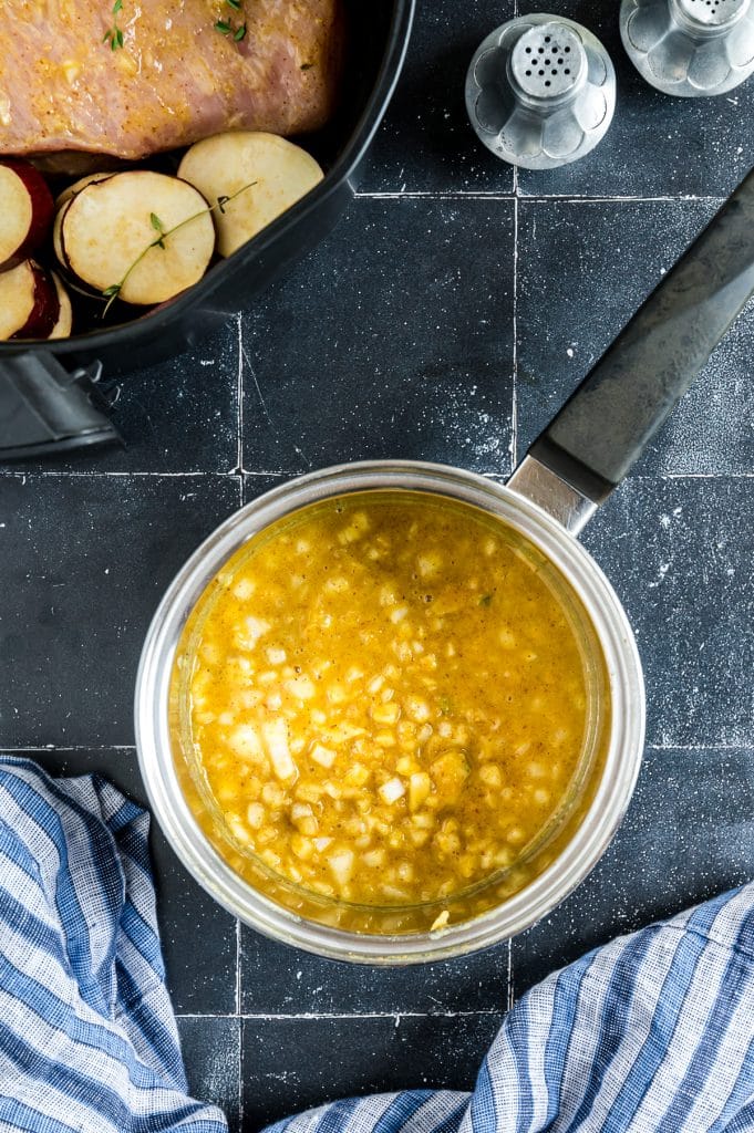 mustard sauce in a pan
