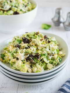 serving bowl of side dish made of Brussel sprout slaw