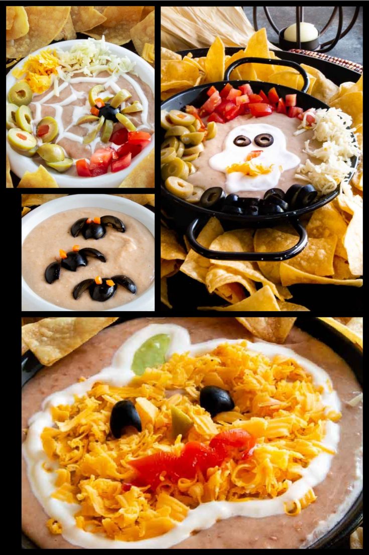 collage of halloween dip ideas